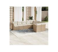 9-delige Loungeset met kussens poly rattan beige3250007