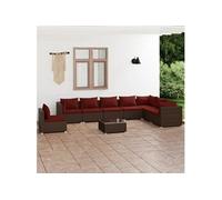 9-delige Loungeset met kussens poly rattan bruin3102379
