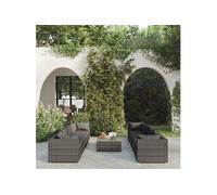 9-delige Loungeset met kussens poly rattan grijs3101517