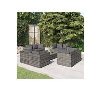 vidaXL 9-delige Loungeset met kussens poly rattan grijs3101565 Gris G