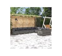 vidaXL 9-delige Loungeset met kussens poly rattan grijs3102765 Gris G