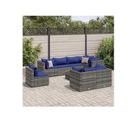 vidaXL 9-delige Loungeset met kussens poly rattan grijs3308207 G