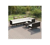 vidaXL 9-delige Loungeset met kussens poly rattan zwart3094396 Noir G