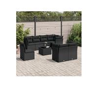 Vidaxl Salon De Jardin 9 Pcs Avec Coussins Noir Résine Tressée
