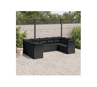Vidaxl Salon De Jardin 9 Pcs Avec Coussins Noir Résine Tressée