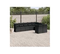 Vidaxl Salon De Jardin 9 Pcs Avec Coussins Noir Résine Tressée
