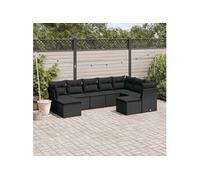 Vidaxl Salon De Jardin 9 Pcs Avec Coussins Noir Résine Tressée