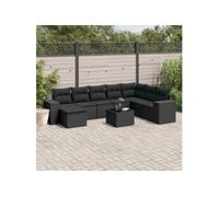 Vidaxl Salon De Jardin 9 Pcs Avec Coussins Noir Résine Tressée