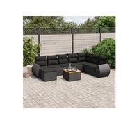 Vidaxl Salon De Jardin 9 Pcs Avec Coussins Noir Résine Tressée