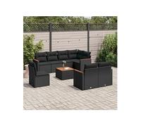 Vidaxl Salon De Jardin 9 Pcs Avec Coussins Noir Résine Tressée