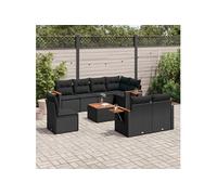 Vidaxl Salon De Jardin 9 Pcs Avec Coussins Noir Résine Tressée