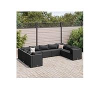 Vidaxl Salon De Jardin 9 Pcs Avec Coussins Noir Résine Tressée