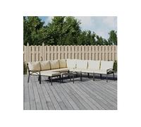 vidaXL 9-delige Loungeset met kussens staal zandkleurig3187960 Sable G