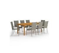 Ensemble de Salle à Manger de Jardin 9 pcs Noir Mobilier à Dîner Patio vidaXL