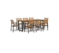 9-delige Tuinset massief acaciahout en metaal3155413