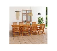 Salon de Jardin 9 pcs Ensemble de Salle à Manger Table et Chaises à Dîner Mobilier de Repas Patio Extérieur Bois de 3059613