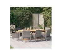 9-delige Tuinset met kussens grijs3103589