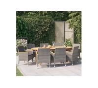 Ensemble de Salle à Manger de Jardin 9 pcs avec Coussins Gris Dîner vidaXL