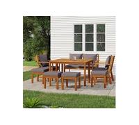vidaXL – Ensemble de salle à manger de jardin 9 pièces – Bois acacia – Coussins
