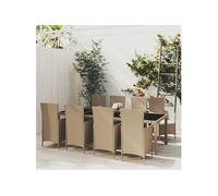 9-delige Tuinset met kussens poly rattan beige3094907