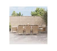 9-delige Tuinset met kussens poly rattan beige3187353