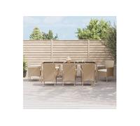 Vidaxl Meubles À Dîner De Jardin Et Coussins 9 Pcs Beige Poly Rotin