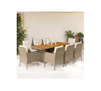 vidaXL 9-delige Tuinset met kussens poly rattan beige3211901 Beige G