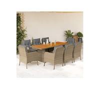 9-delige Tuinset met kussens poly rattan beige3211903