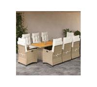 vidaXL 9-delige Tuinset met kussens poly rattan beige3212714 G
