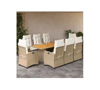 Ensemble à Manger de Jardin avec Coussins Table 9 pcs Gris Résine Tressée vidaXL