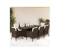 vidaXL 9-delige Tuinset met kussens poly rattan bruin3211883 Marron G
