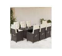 Vidaxl Ensemble À Manger De Jardin Et Coussins 9 Pcs Marron Poly Rotin