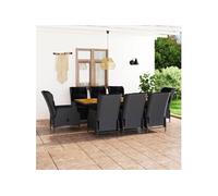 Vidaxl Mobilier À Dîner 9 Pcs Avec Coussins Résine Tressée Gris Foncé Gris