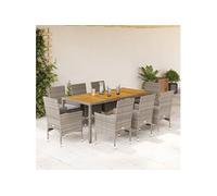 Vidaxl Ensemble À Manger De Jardin Et Coussins 9 Pcs Gris Rotin Acacia