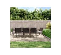 Vidaxl Ensemble À Manger De Jardin 9 Pcs Coussins Résine Tressée Acier