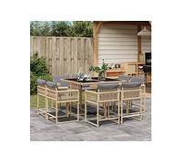 9-delige Tuinset met kussens poly rattan gemengd beige3211560