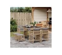 9-delige Tuinset met kussens poly rattan gemengd beige3211680