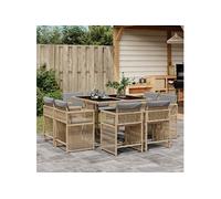 Vidaxl Ensemble À Manger De Jardin Et Coussins 9 Pcs Mélange Beige