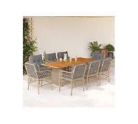 9-delige Tuinset met kussens poly rattan gemengd beige3212079