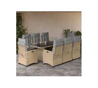 vidaXL 9-delige Tuinset met kussens poly rattan gemengd beige3212696 G