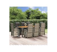9-delige Tuinset met kussens poly rattan grijs3185049