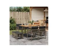 vidaXL Ensemble à Manger de Jardin avec Coussins 9 pcs, Table et Chaises à Dossier Rabattable, Meubles d'Extérieur Patio Terrasse, Moderne, Gris Résine Tressée