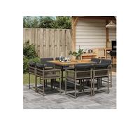 9-delige Tuinset met kussens poly rattan grijs3211562