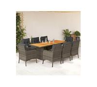 9-delige Tuinset met kussens poly rattan grijs3211899