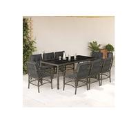 Vidaxl Ensemble À Manger De Jardin 9 Pcs Coussins Gris Résine Tressée