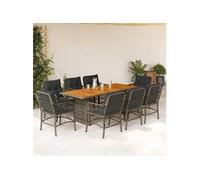 Vidaxl Ensemble À Manger De Jardin 9 Pcs Coussins Gris Résine Tressée