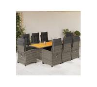 9-delige Tuinset met kussens poly rattan grijs3212939