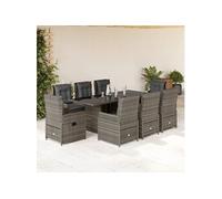 Vidaxl Ensemble À Manger De Jardin 9 Pcs Coussins Gris Résine Tressée