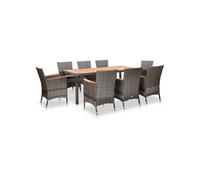 9-delige Tuinset met kussens poly rattan grijs46083
