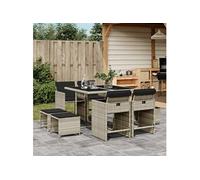 Vidaxl Ensemble À Manger De Jardin Et Coussins 9 Pcs Gris Clair Rotin